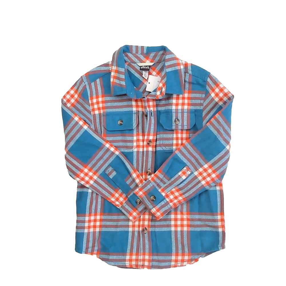 Tea Collection Boys Blue | Orange Plaid Button Down Long Sleeve size: 5T